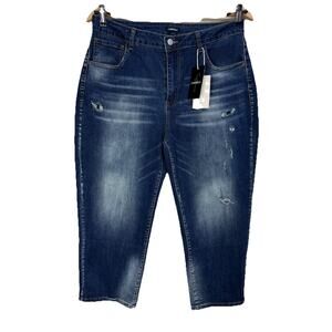 Women's Flamingals Capri Jeans Sz 2XL 34X24.5 Distressed Made for Curves